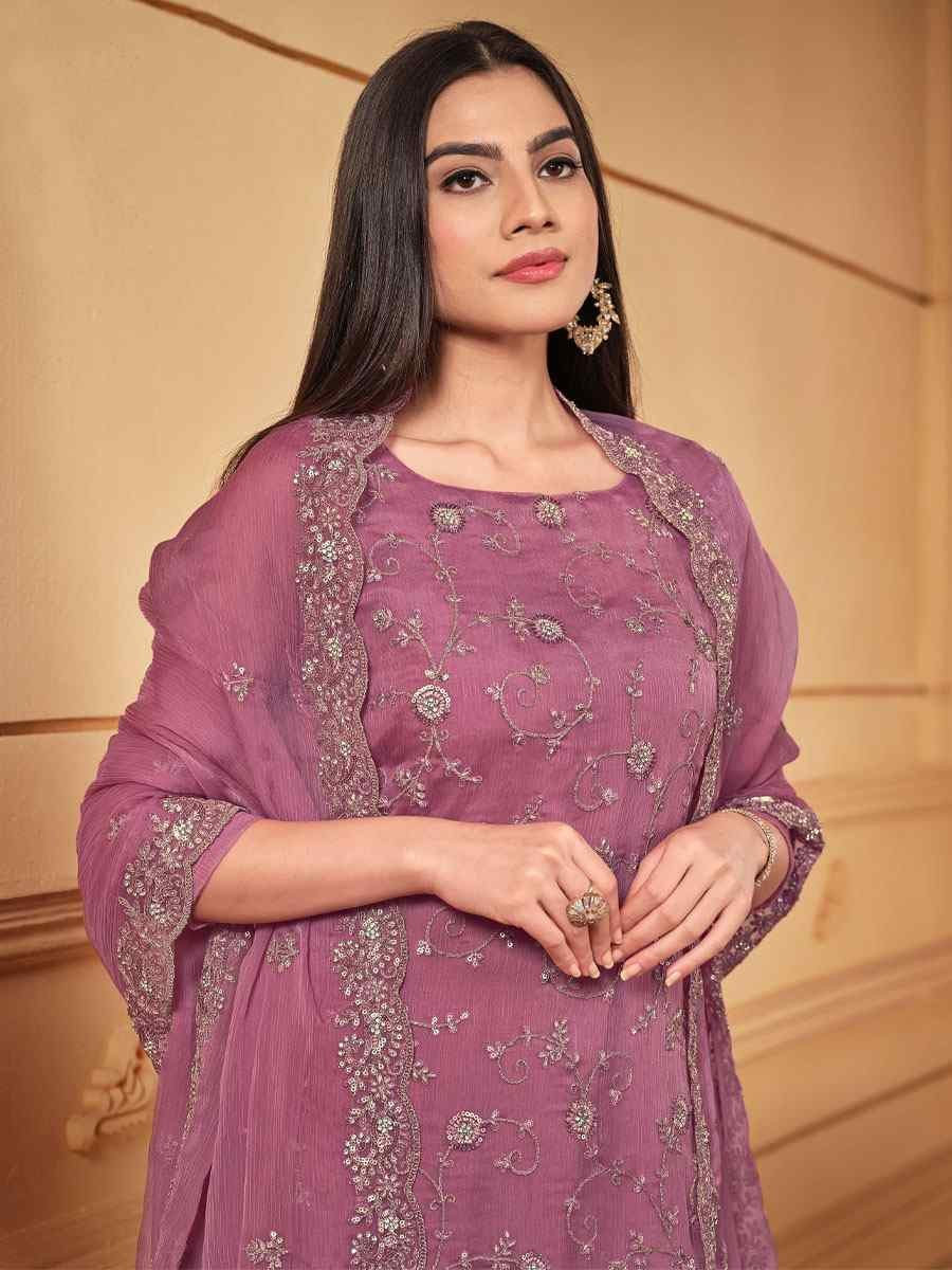 Pink Soft Organza Embroidered Festival Wedding Pant Salwar Kameez