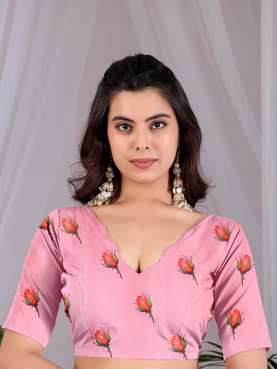 Pink Soft Satin Georgette Printed Wedding Reception Party Festival Casual Heavy Border Sarees