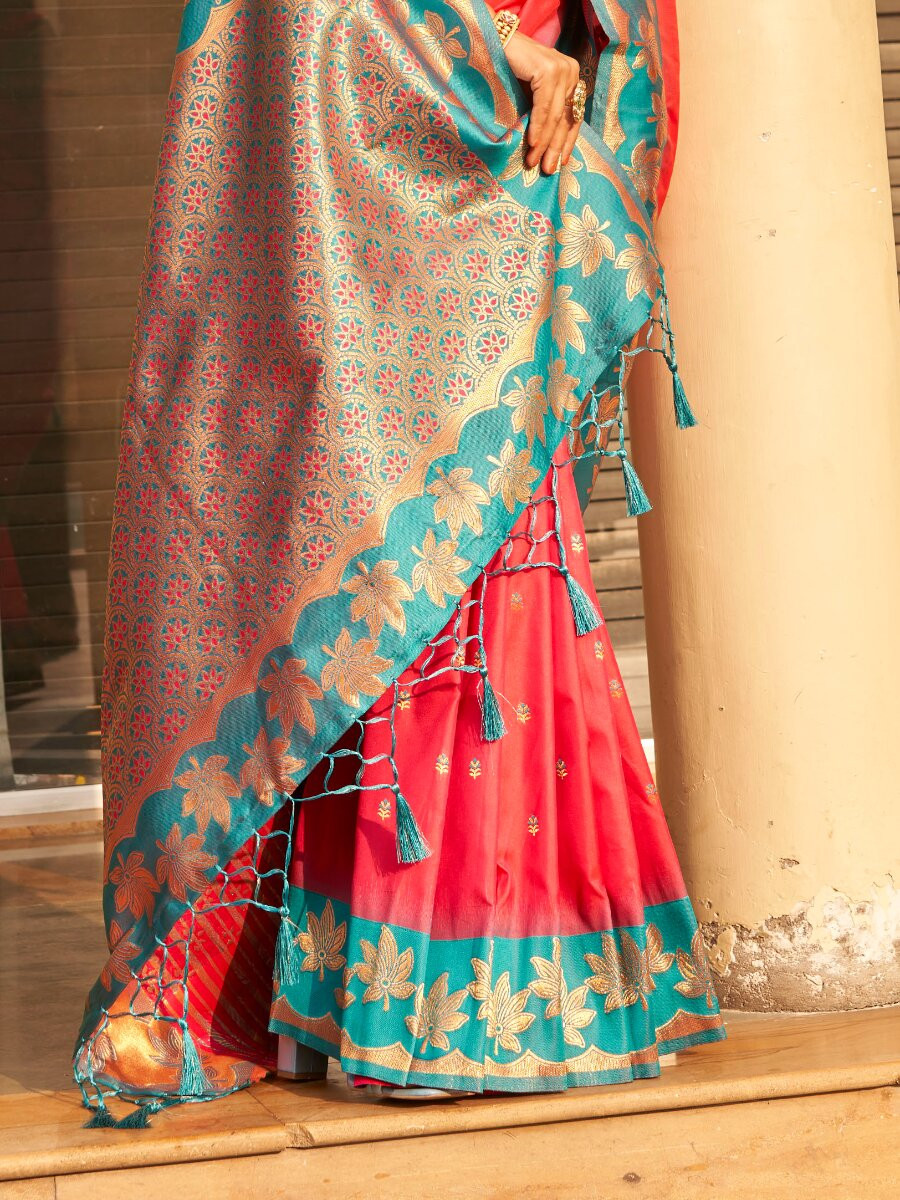 Pink Soft Silk Banarasi Zari Weaves Meenakari Work Wedding Reception Party Festival Casual Heavy Border Sarees