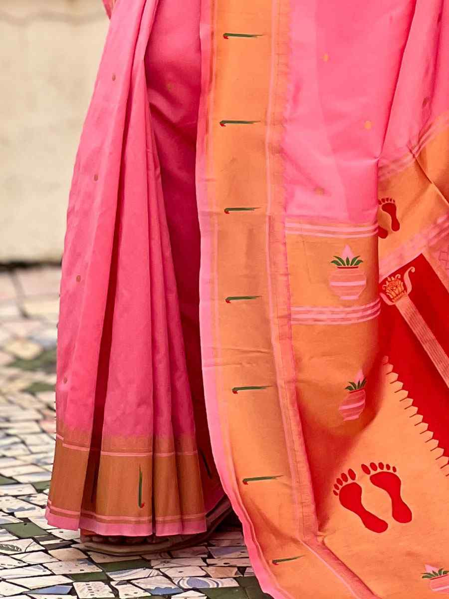 Pink Soft Silk Handwoven Casual Reception Festival Wedding Fancy Classic Style Sarees