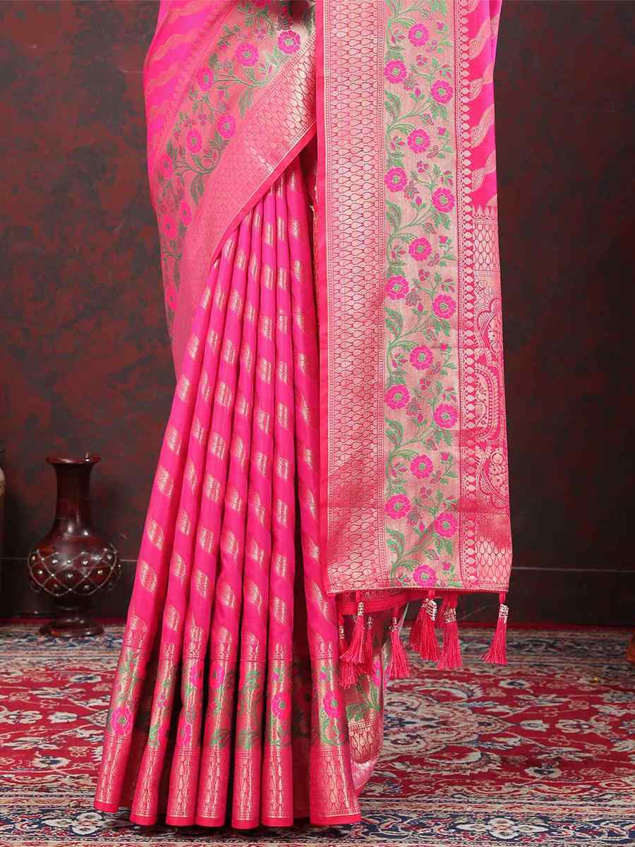 Pink Soft Silk Handwoven Festival Casual Heavy Border Saree