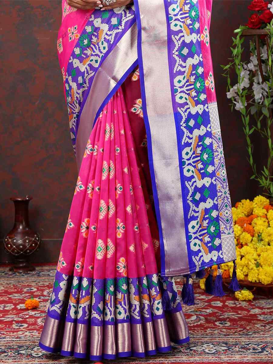 Pink Soft Silk Handwoven Festival Casual Heavy Border Saree
