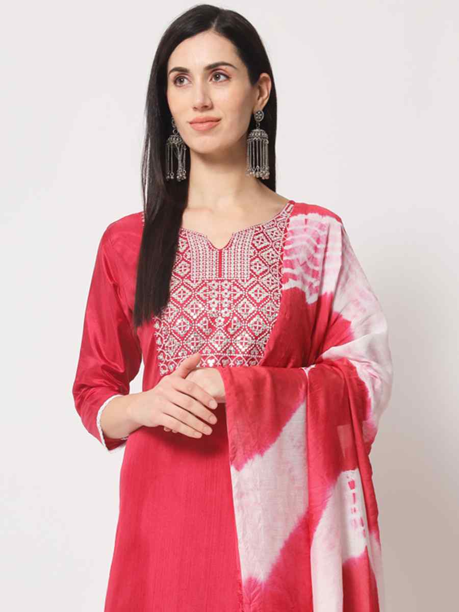 Pink South Silk Embroidered Festival Casual Ready Pant Salwar Kameez