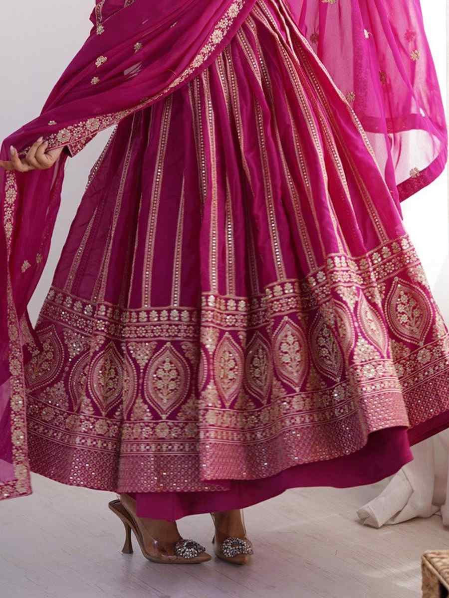 Pink Star Georgette Embroidered Festival Casual Ready Anarkali Salwar Kameez