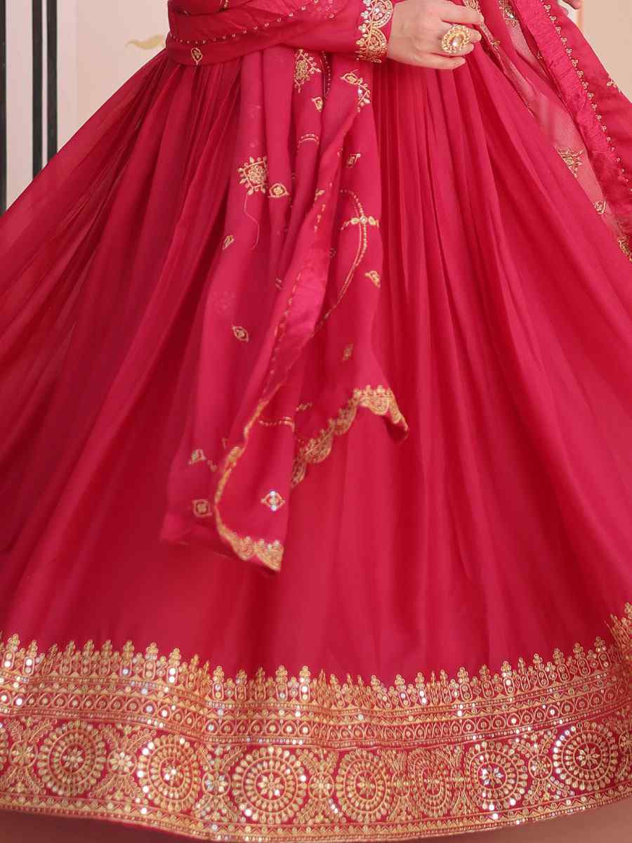 Pink Star Georgette Embroidered Festival Casual Wedding Gown