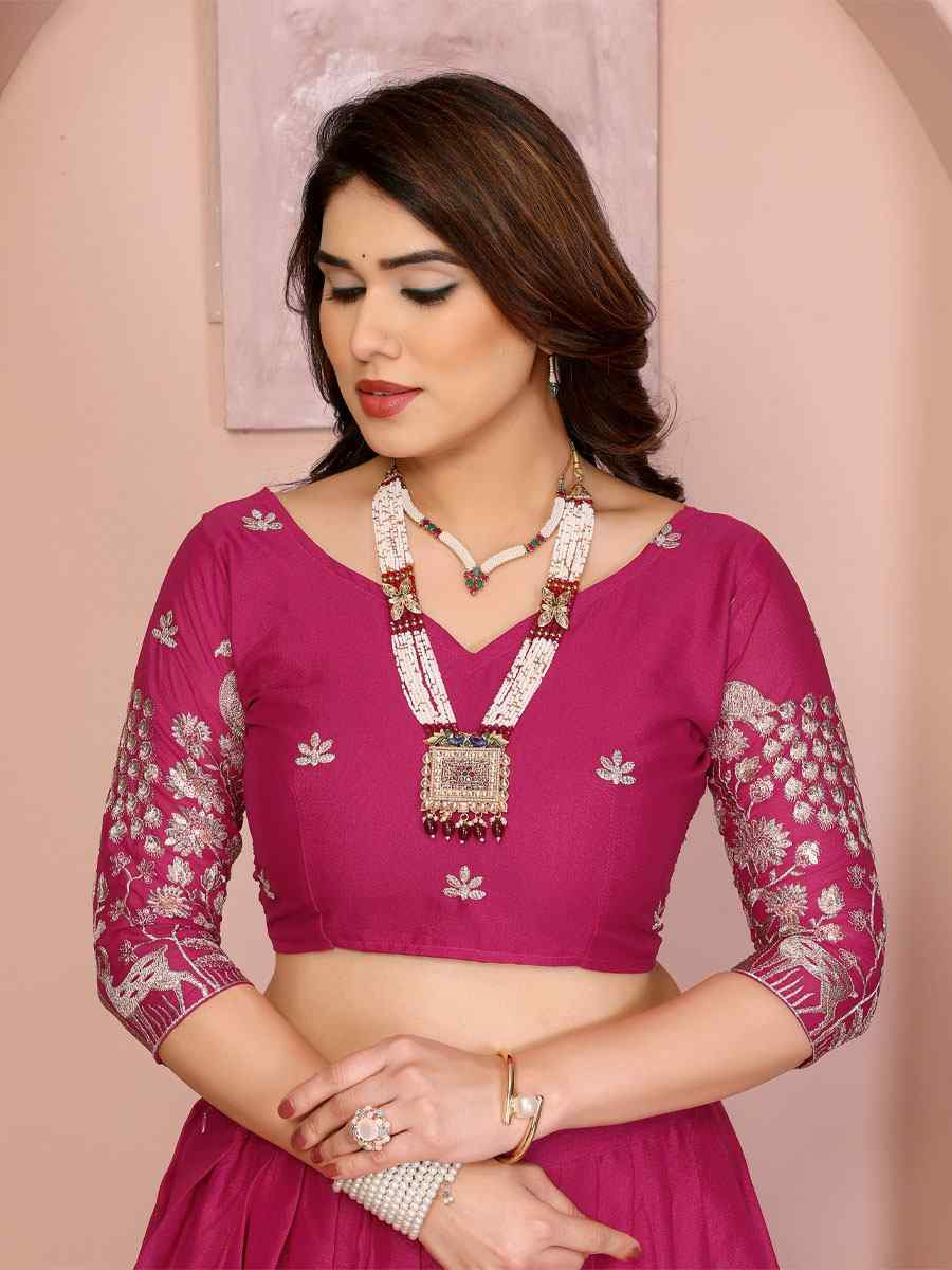 Pink Star Georgette Embroidered Festival Wedding Party Reception Heavy Border Lehenga Choli