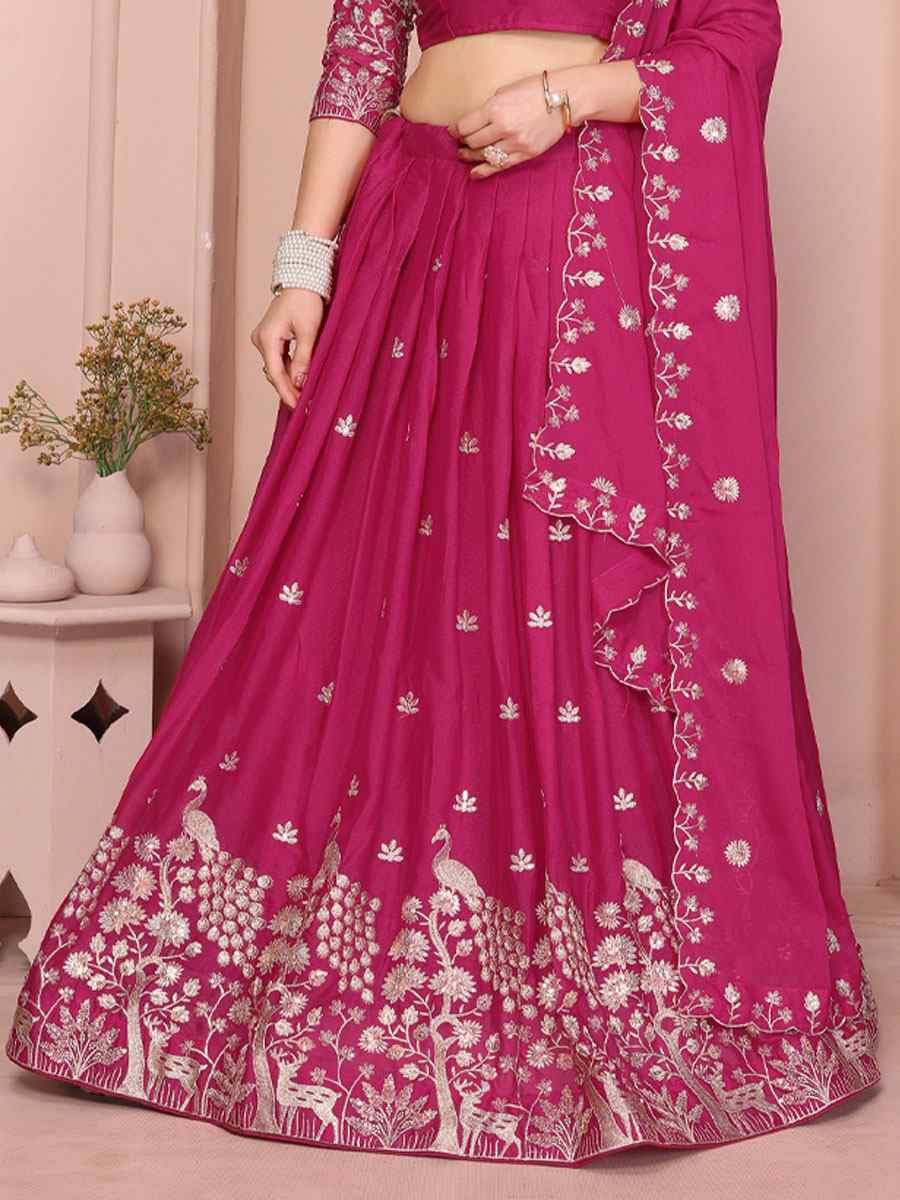 Pink Star Georgette Embroidered Festival Wedding Party Reception Heavy Border Lehenga Choli