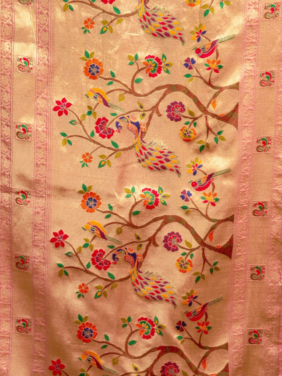 Pink Superkota Paithani Zari Wedding Reception Party Festival Fancy Heavy Border Sarees