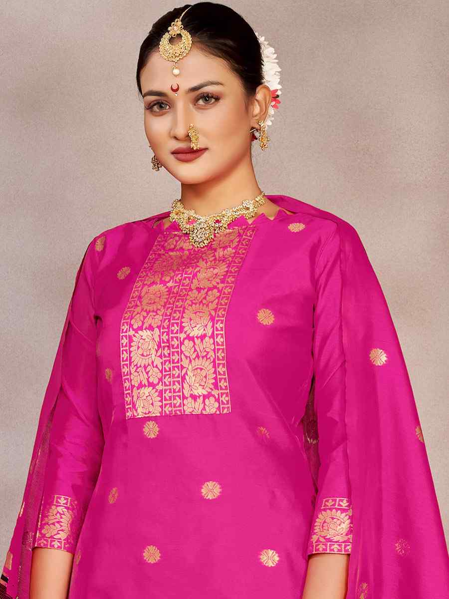 Pink Tapeta Silk Embroidered Casual Festival Pant Salwar Kameez