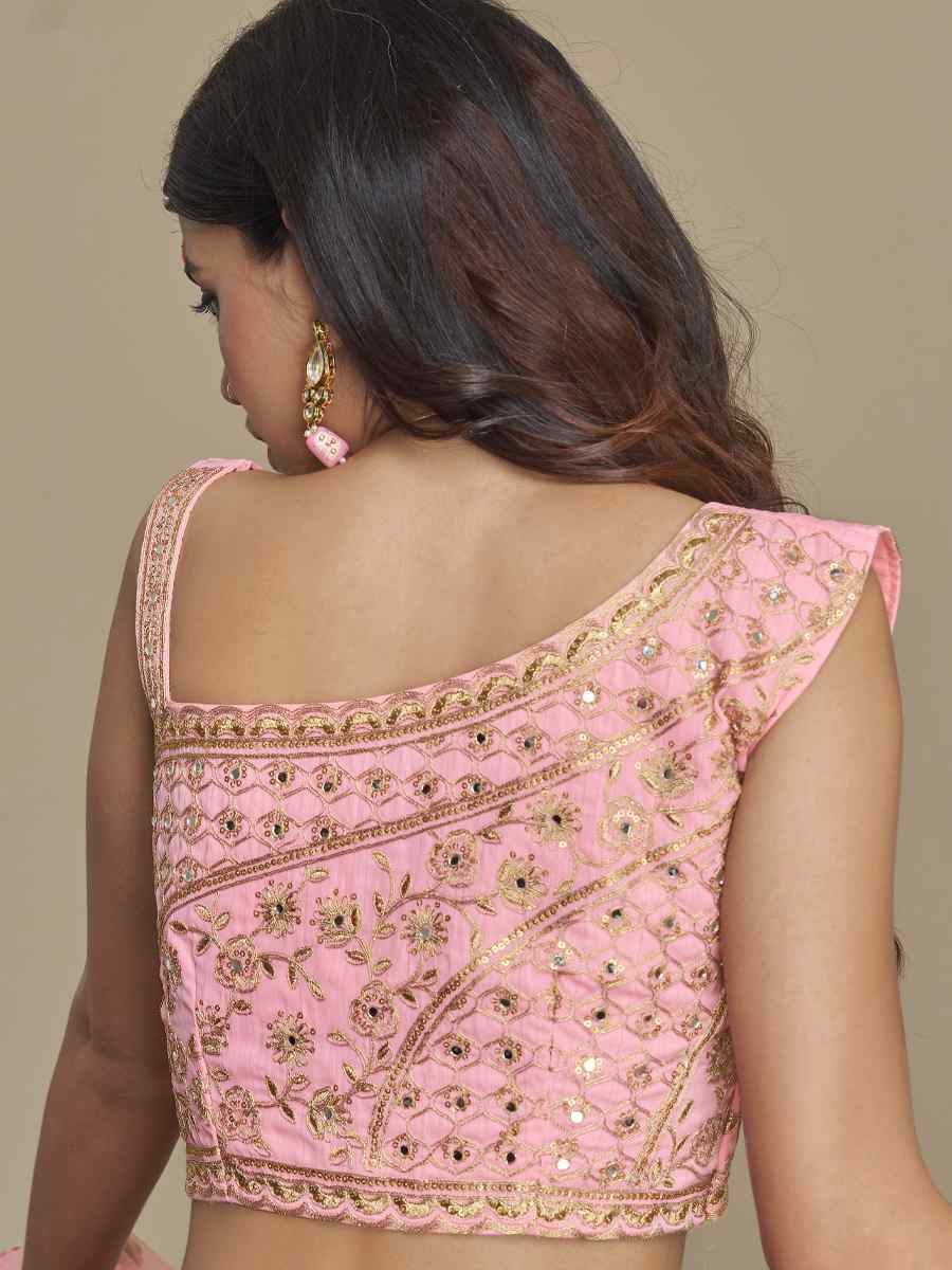 Pink Titan Silk Embroidered Party Festival Circular Lehenga Choli