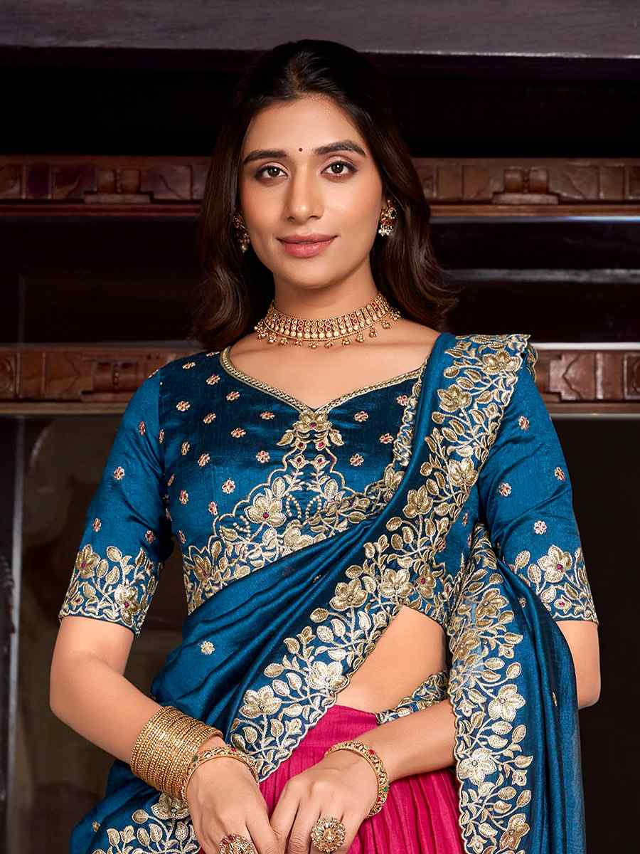 Pink Tussar Silk Printed Party Reception Wedding Lehenga Choli