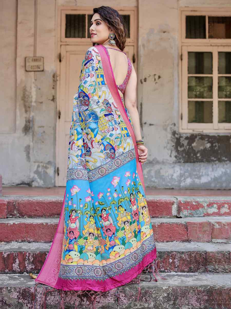 Pink Tussar Silk Zari Handwoven Printed Casual Reception Festival Wedding Fancy Heavy Border Saree