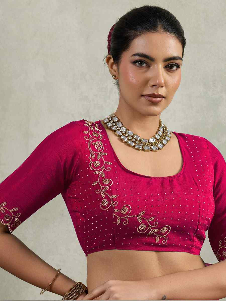 Pink Velvet Chiffon Embroidery Traditional Casual Reception Festival Wedding Fancy Heavy Border Saree