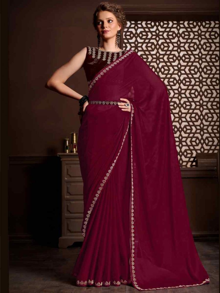 Pink Velvet Handwoven Party Festival Classic Style Saree