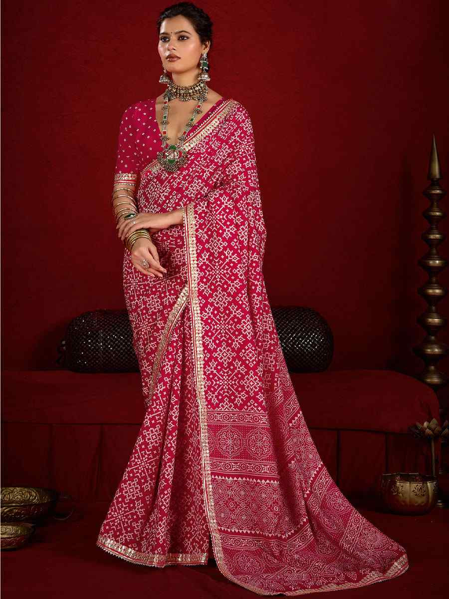 Pink Velvet Tussar Silk Printed Embroidery Casual Reception Festival Wedding Fancy Classic Style Sarees