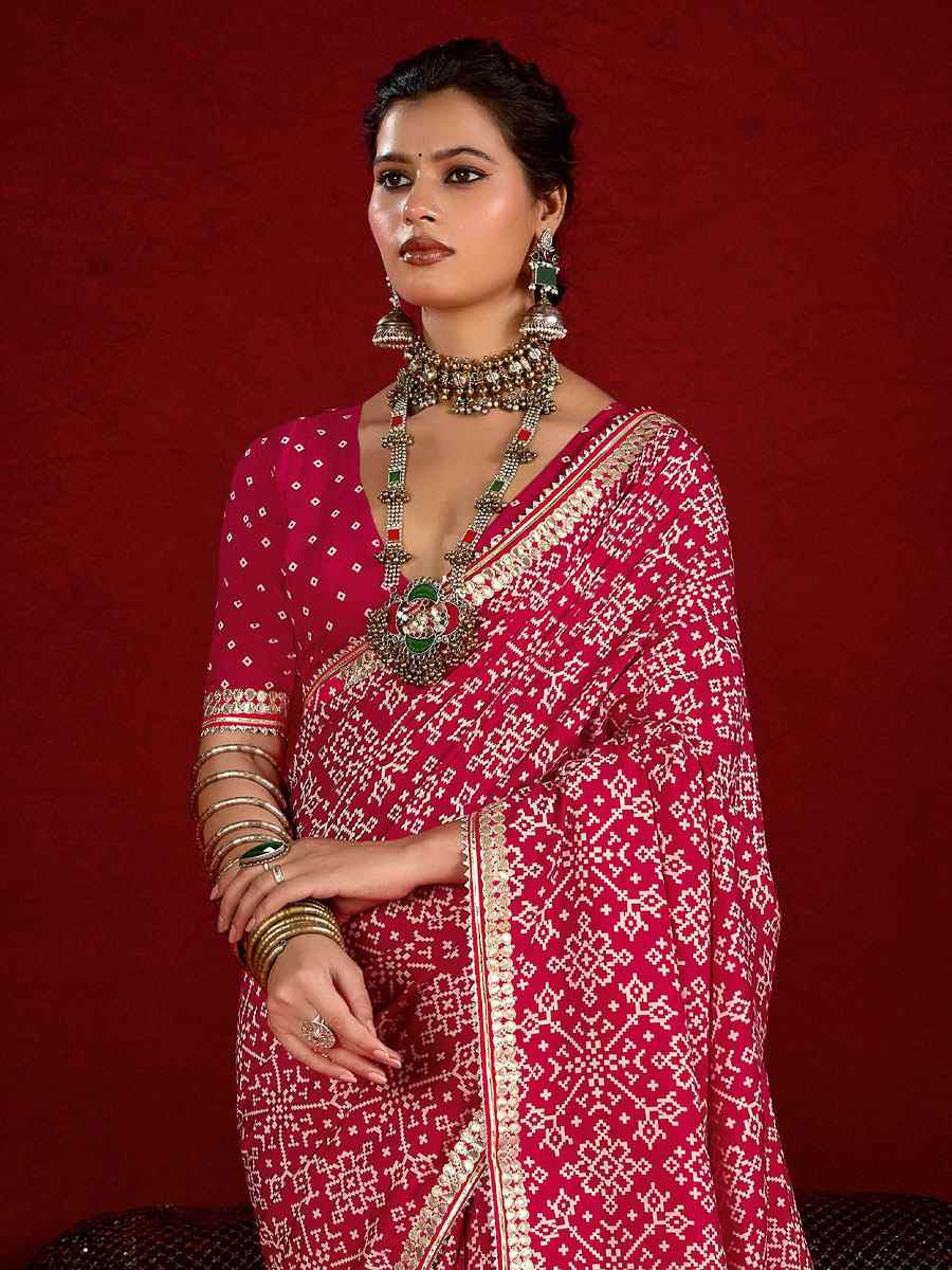 Pink Velvet Tussar Silk Printed Embroidery Casual Reception Festival Wedding Fancy Classic Style Sarees