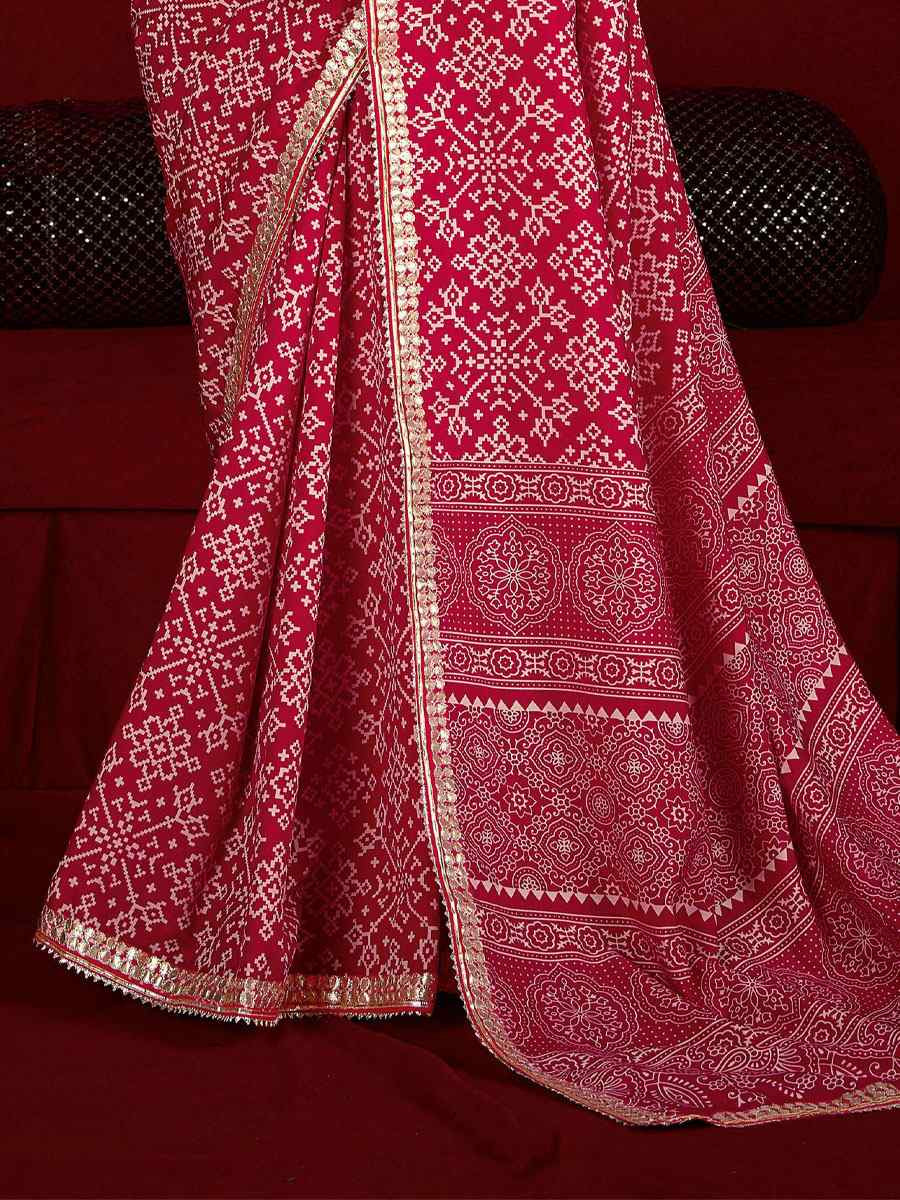 Pink Velvet Tussar Silk Printed Embroidery Casual Reception Festival Wedding Fancy Classic Style Sarees