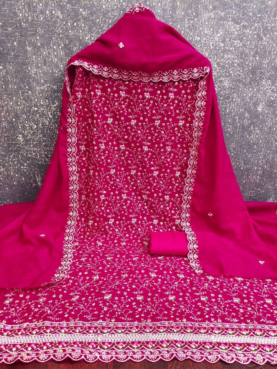 Pink Vichitra Silk Embroidery Wedding Party Festival Casual Pant Salwar Kameez