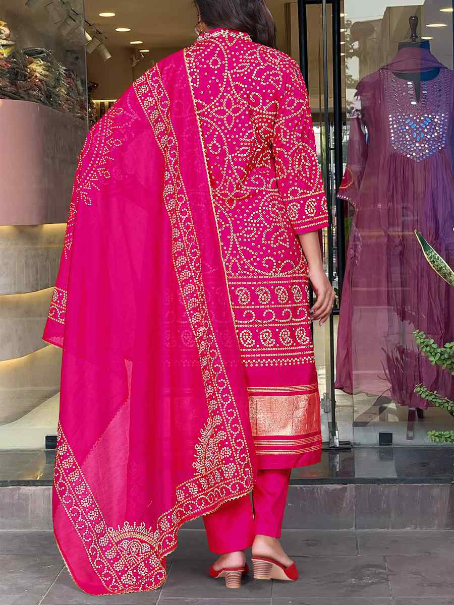 Pink Viscose Embroidered Festival Casual Ready Pant Salwar Kameez