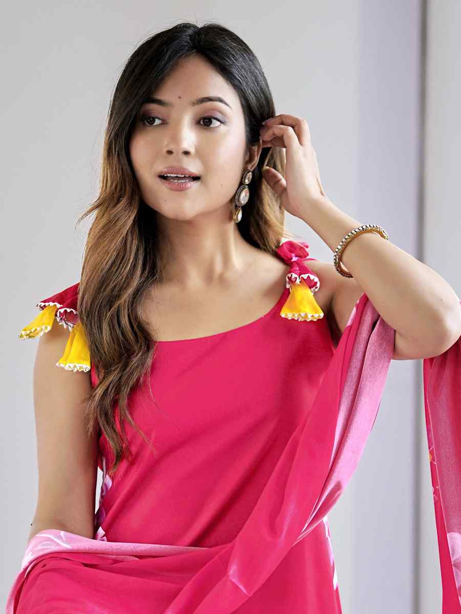 Pink Viscose Embroidered Festival Casual Ready Pant Salwar Kameez