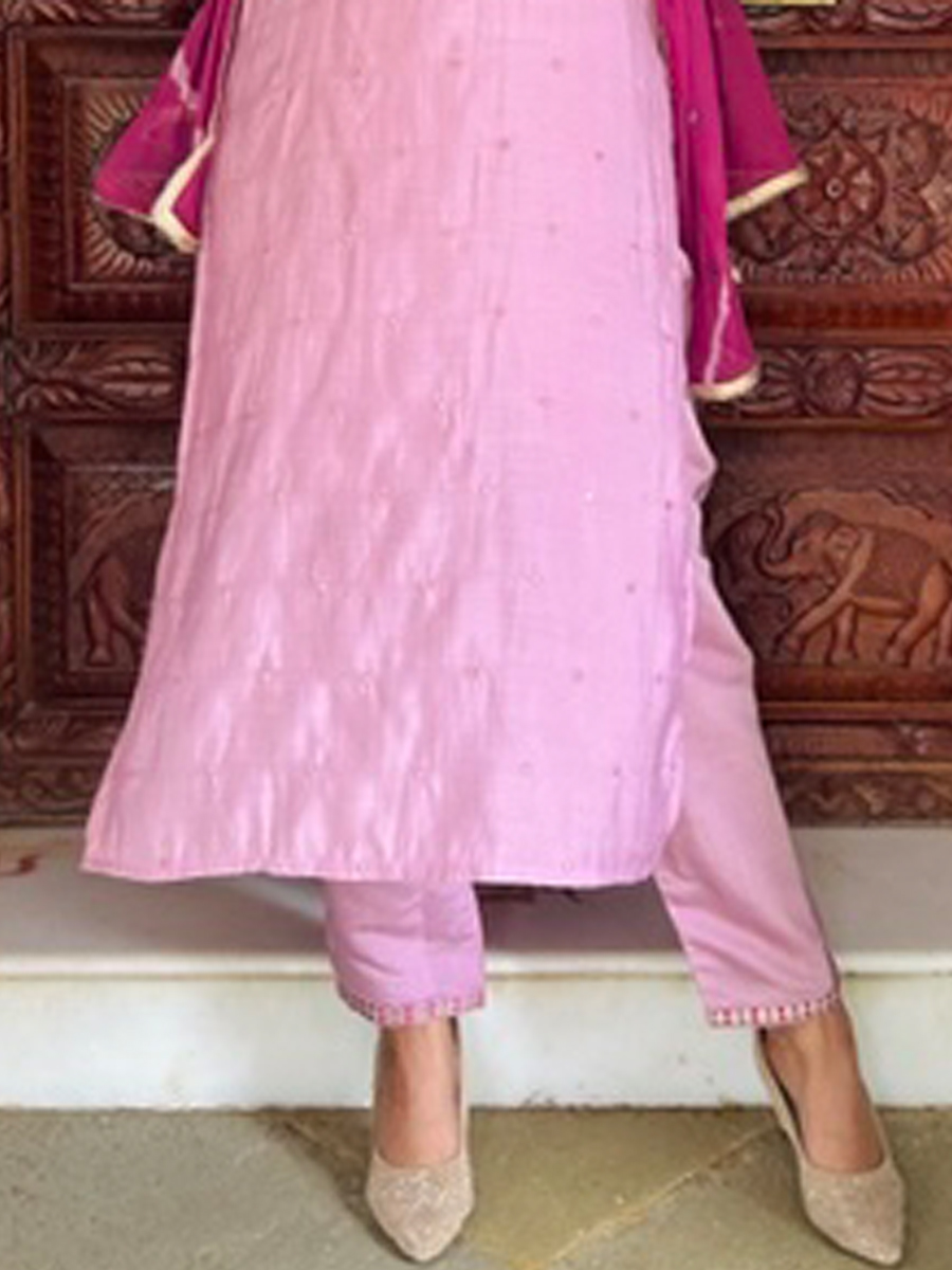 Pink Viscose Embroidered Festival Casual Ready Pant Salwar Kameez