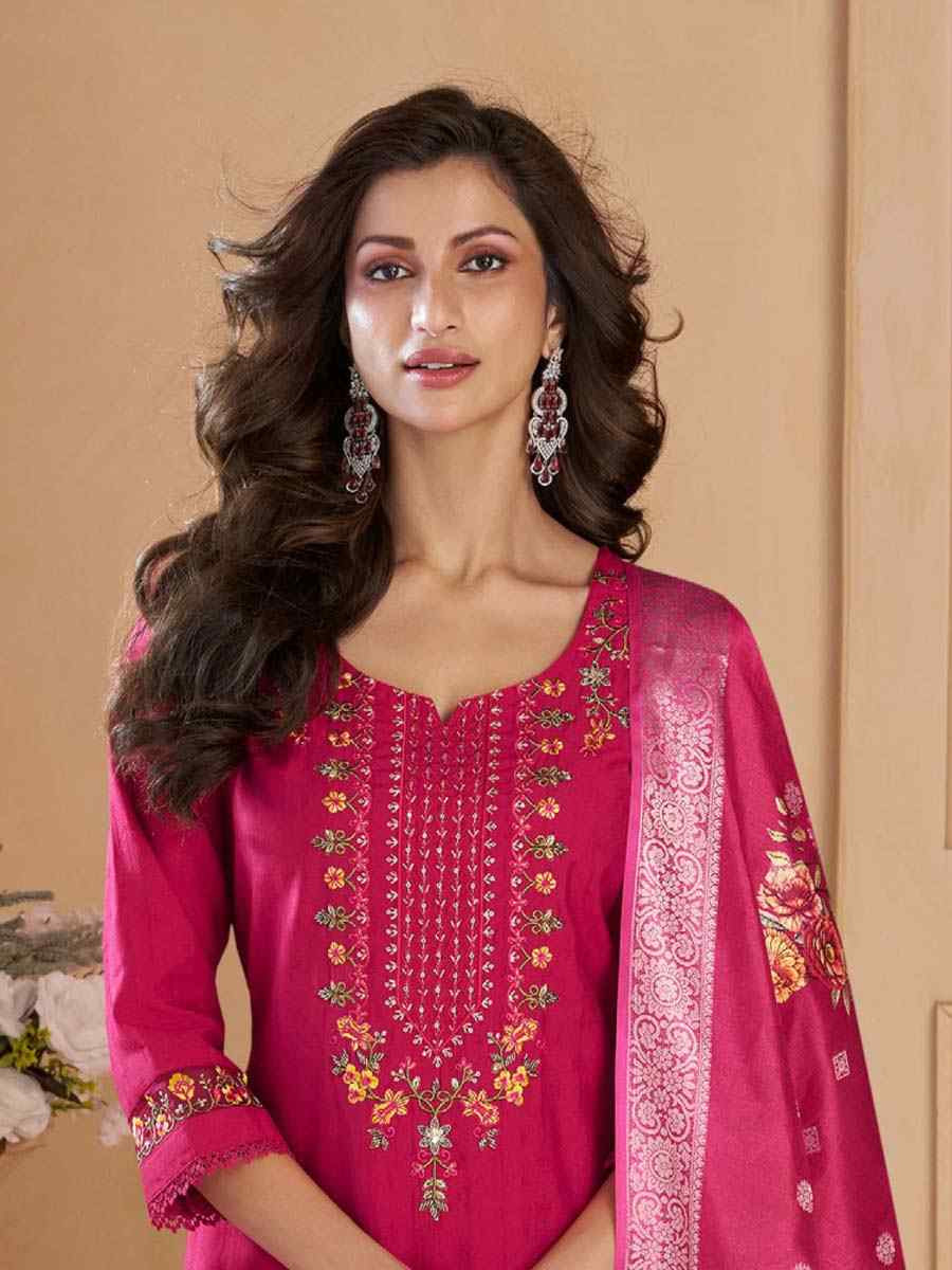 Pink Viscose Embroidered Festival Mehendi Ready Afghani Pant Salwar Kameez