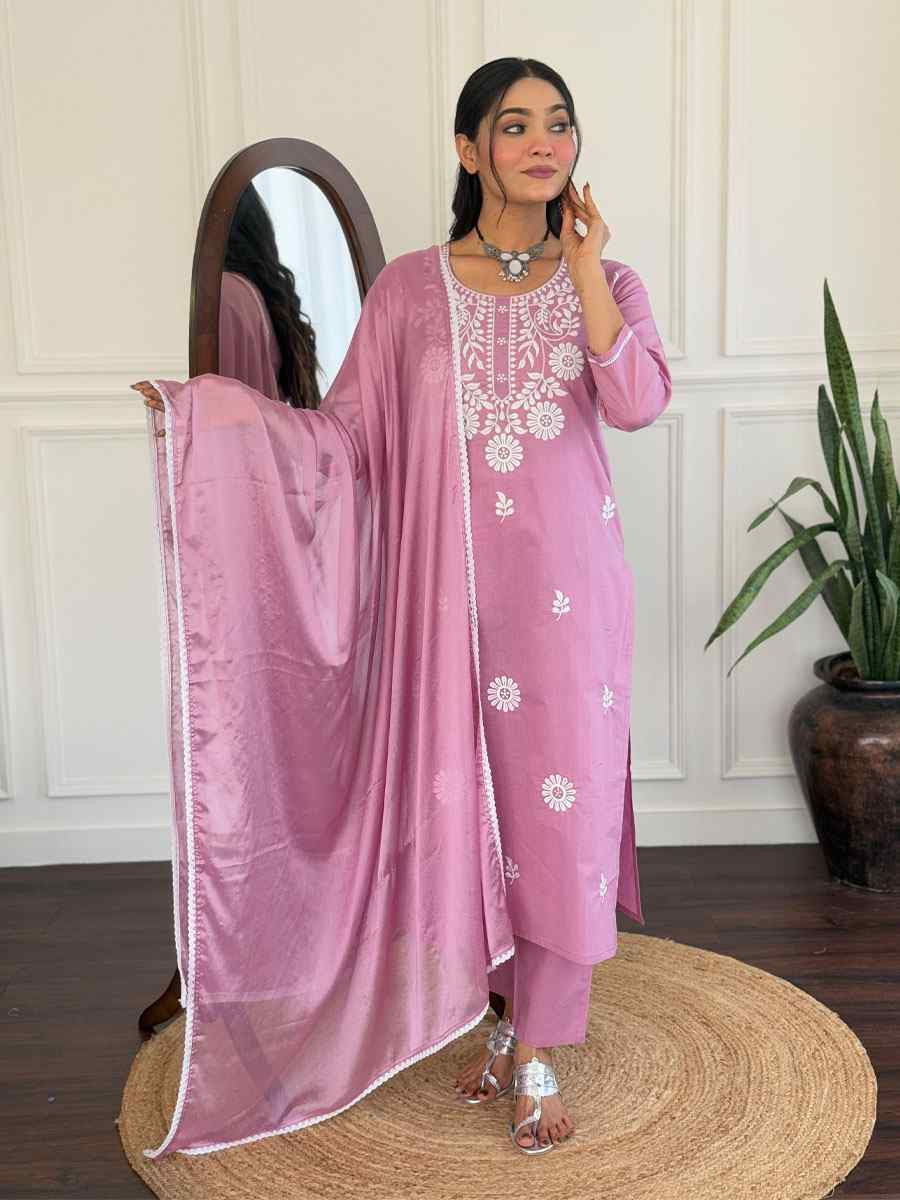 Pink Viscose Embroidery Party Wedding Festival Casual Ready Pant Salwar Kameez