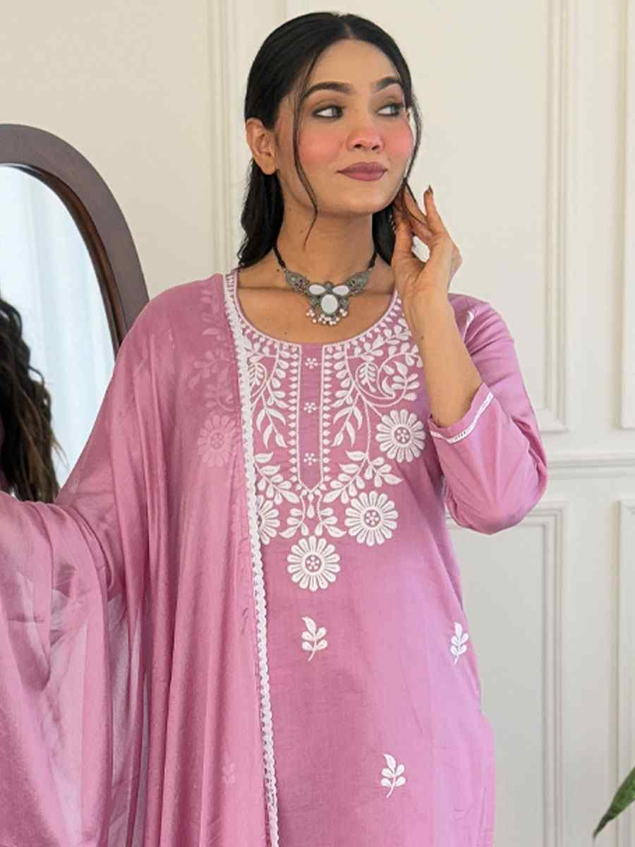 Pink Viscose Embroidery Party Wedding Festival Casual Ready Pant Salwar Kameez