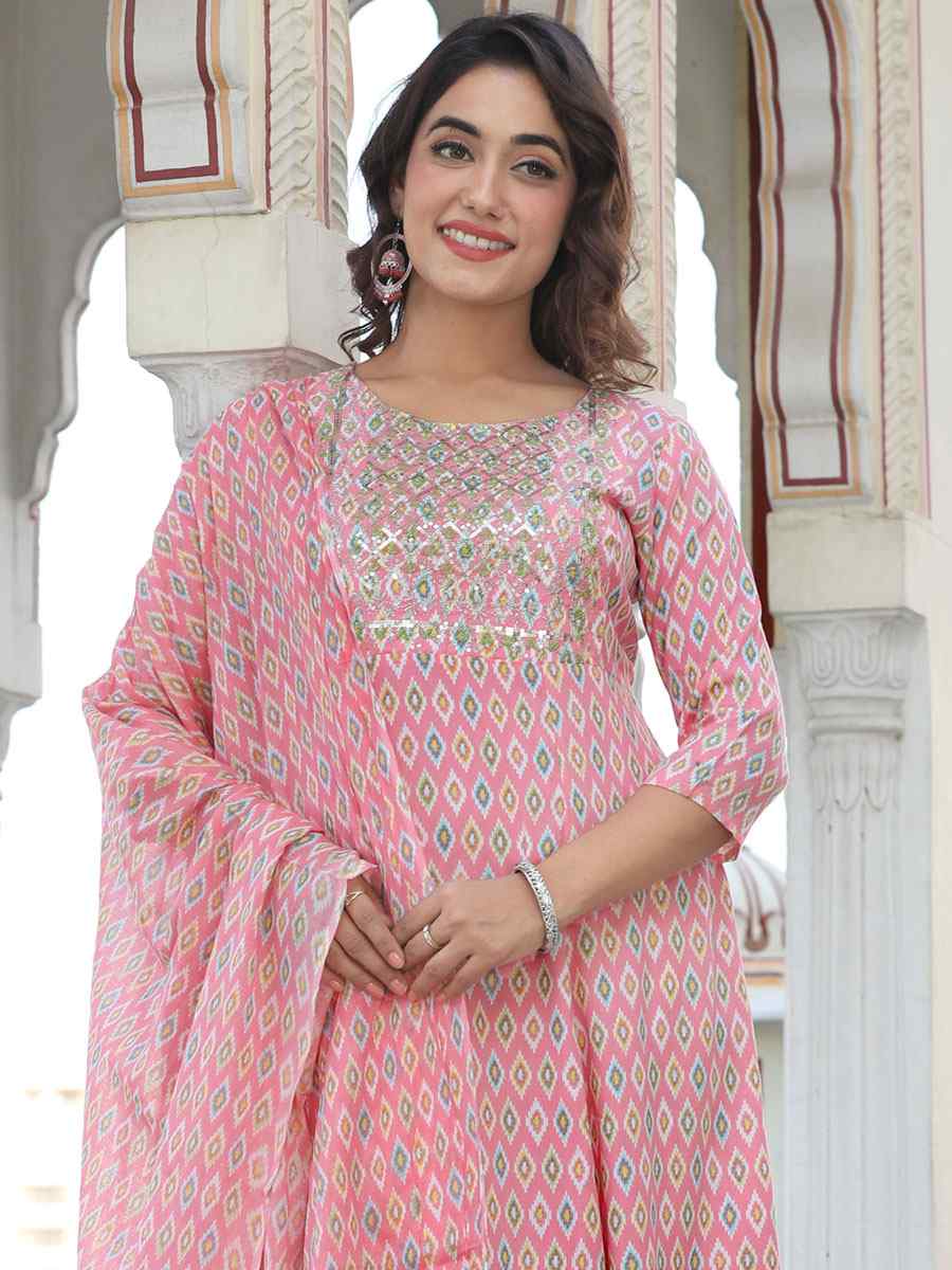 Pink Viscose Printed Festival Casual Ready Pant Salwar Kameez