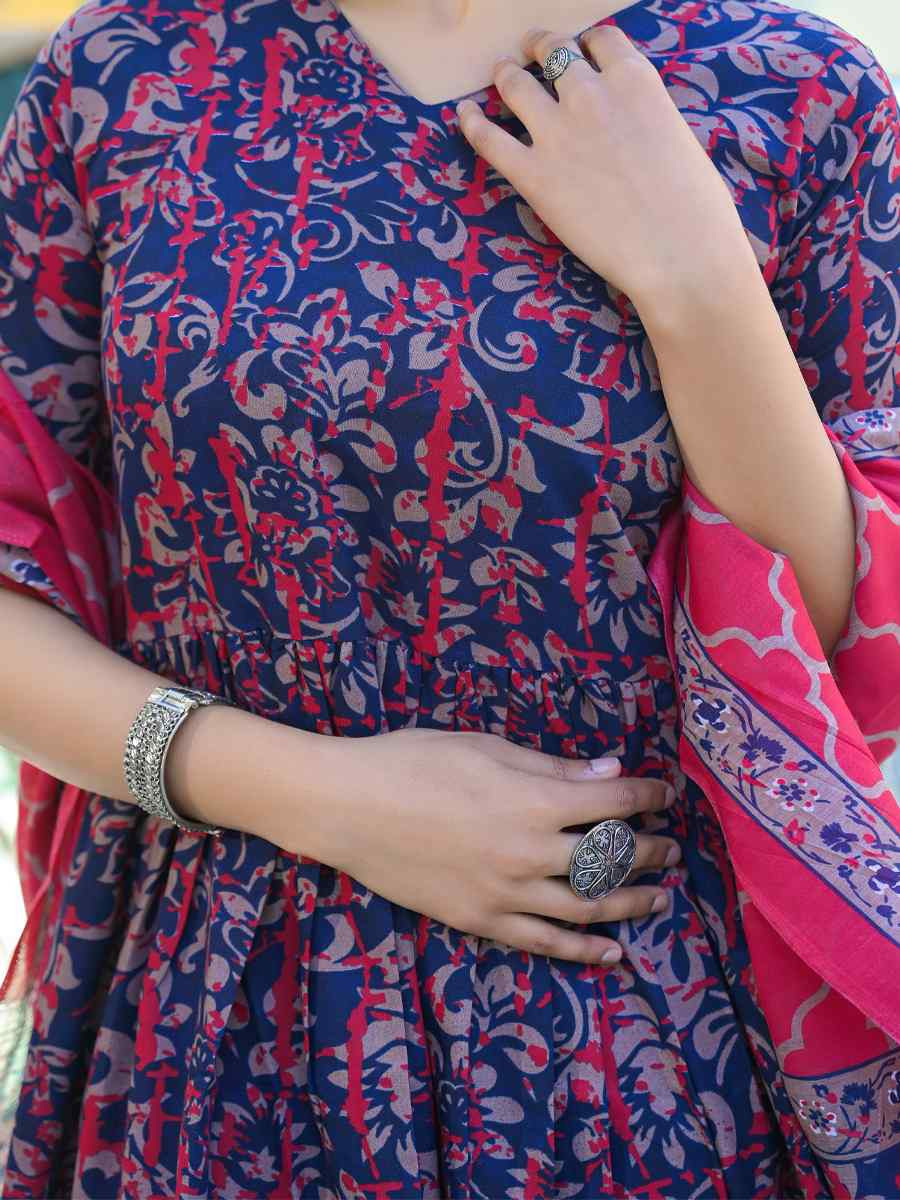 Pink Viscose Printed Festival Casual Ready Pant Salwar Kameez