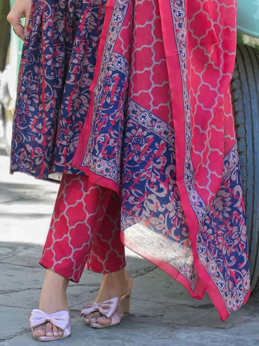 Pink Viscose Printed Festival Casual Ready Pant Salwar Kameez