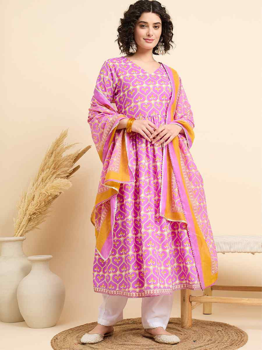 Pink Viscose Printed Festival Casual Ready Pant Salwar Kameez