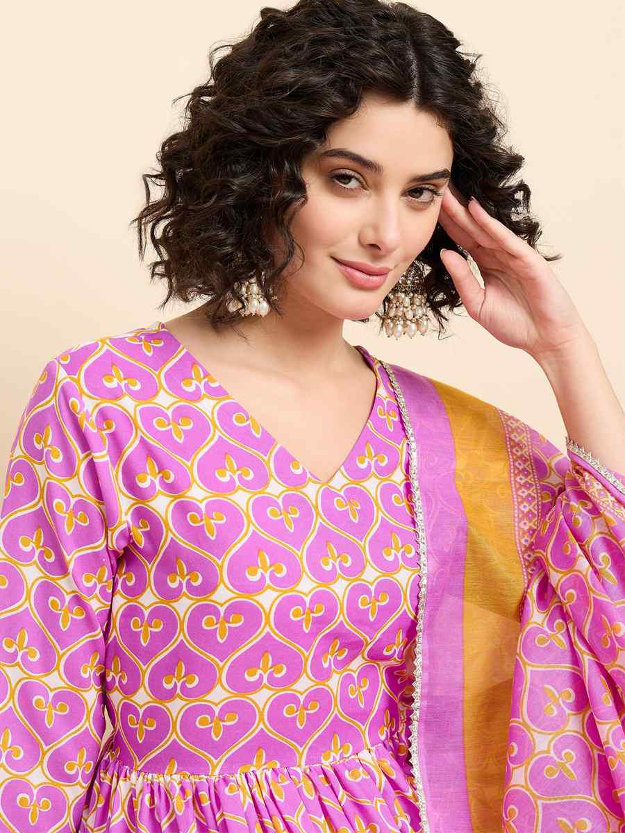 Pink Viscose Printed Festival Casual Ready Pant Salwar Kameez