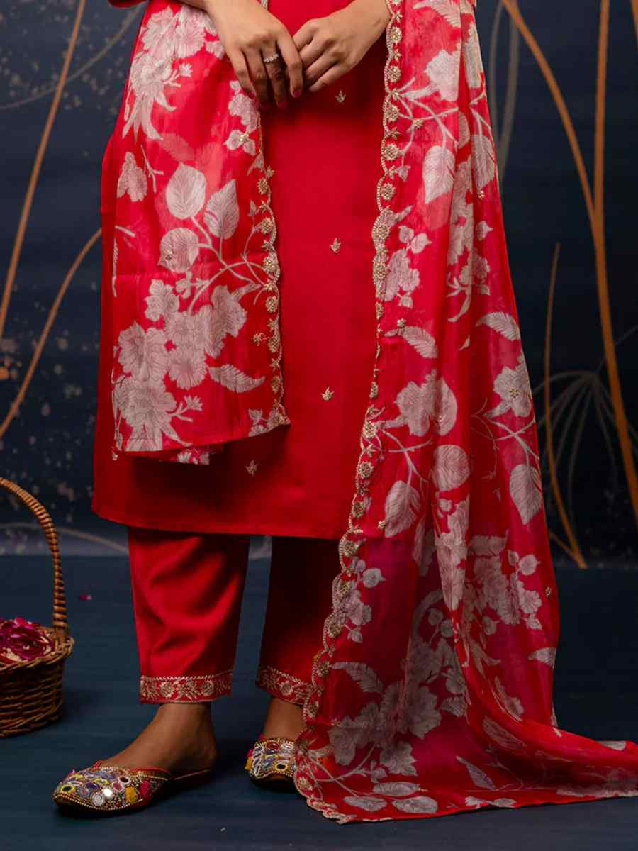 Pink Viscose Rayon Embroidered Festival Party Ready Pant Salwar Kameez