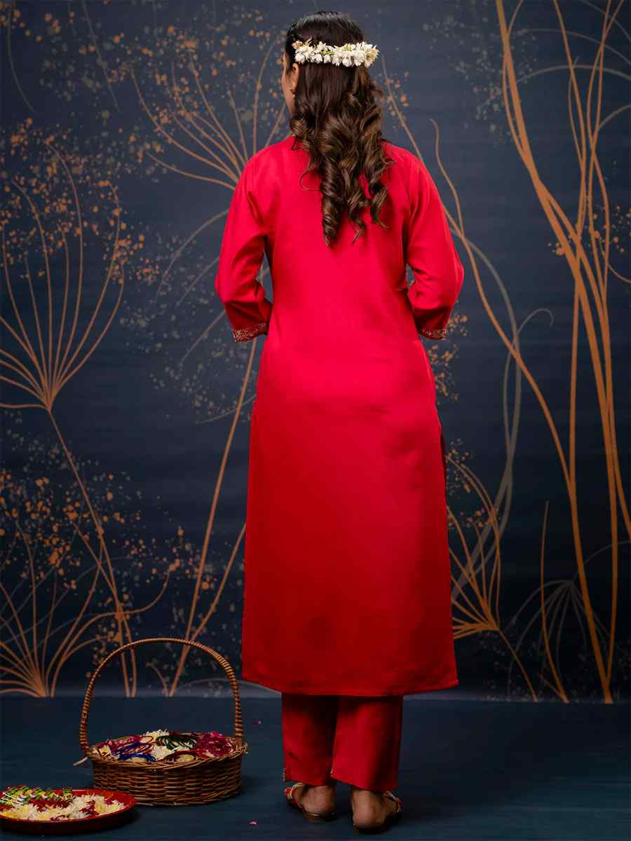 Pink Viscose Rayon Embroidered Festival Party Ready Pant Salwar Kameez