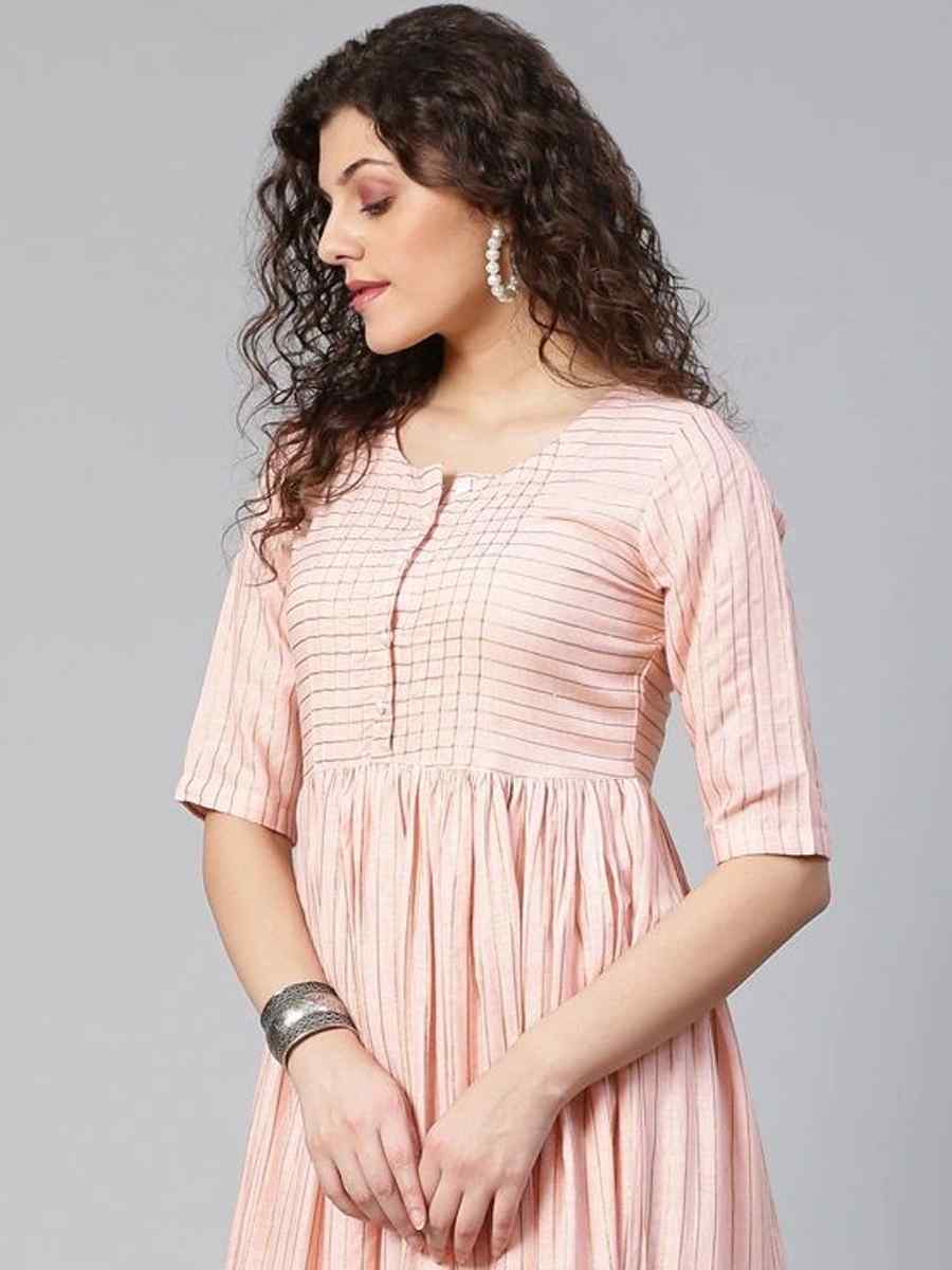 Pink Viscose Rayon Printed Festival Casual Kurti