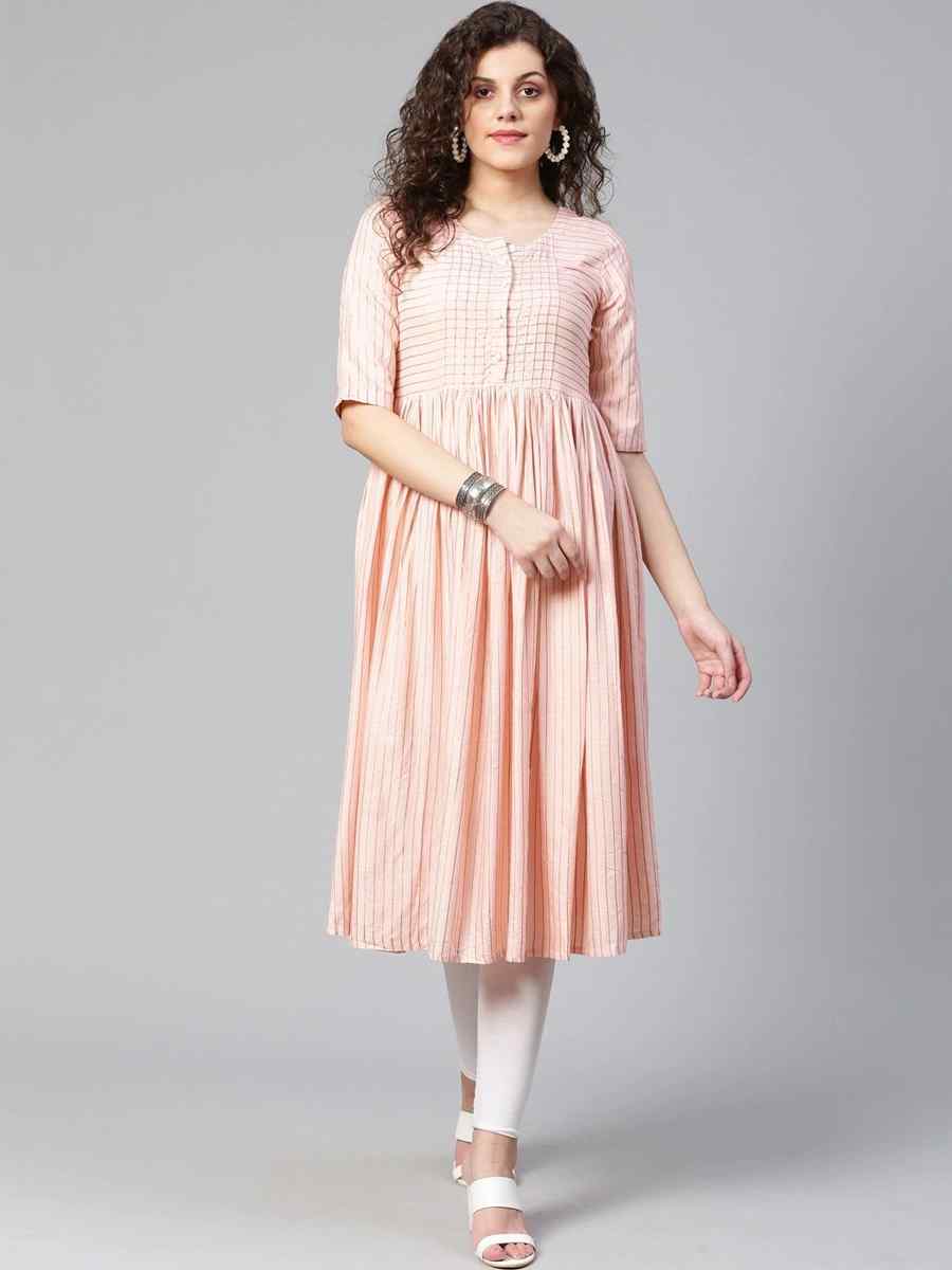 Pink Viscose Rayon Printed Festival Casual Kurti