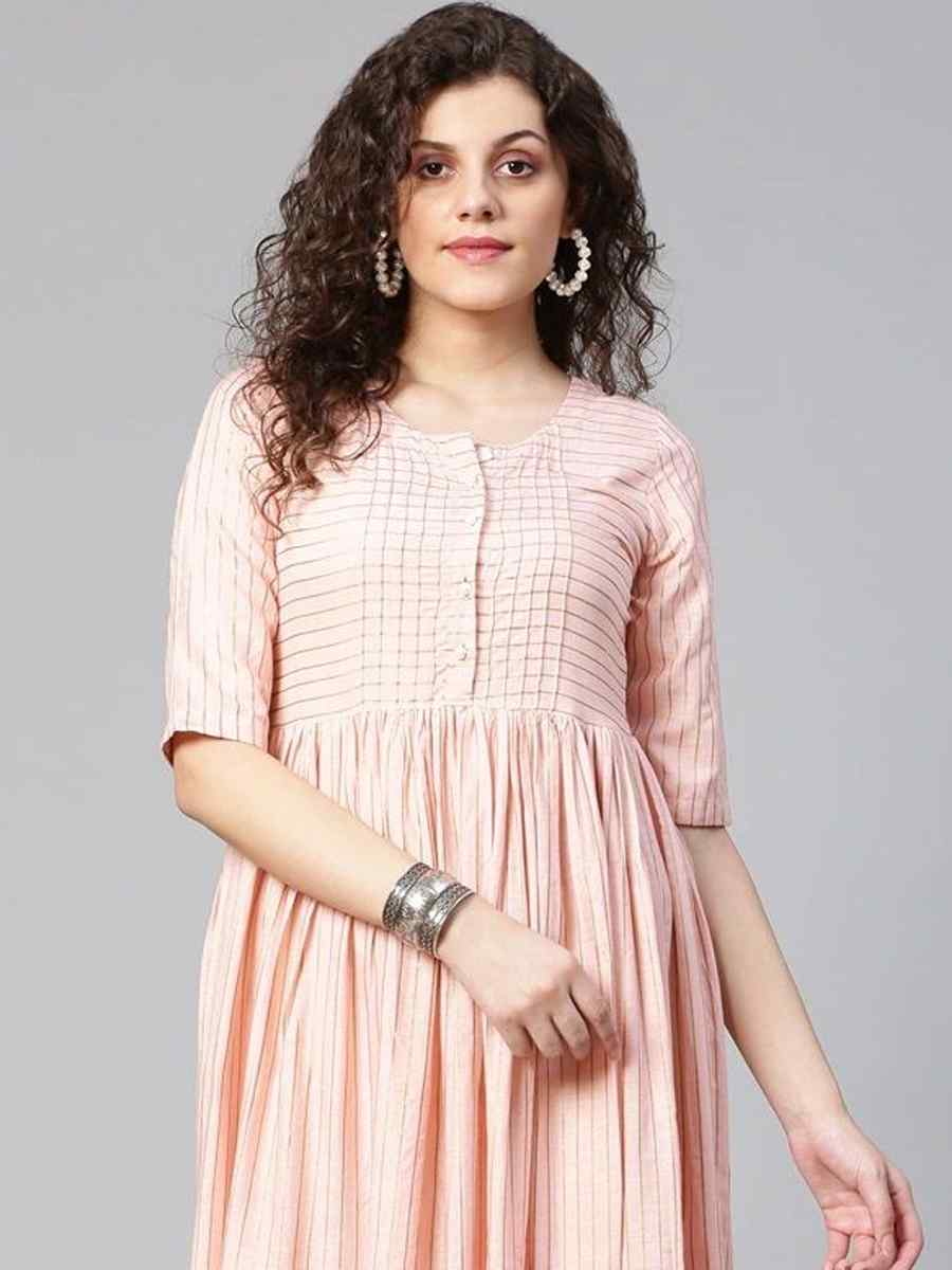 Pink Viscose Rayon Printed Festival Casual Kurti