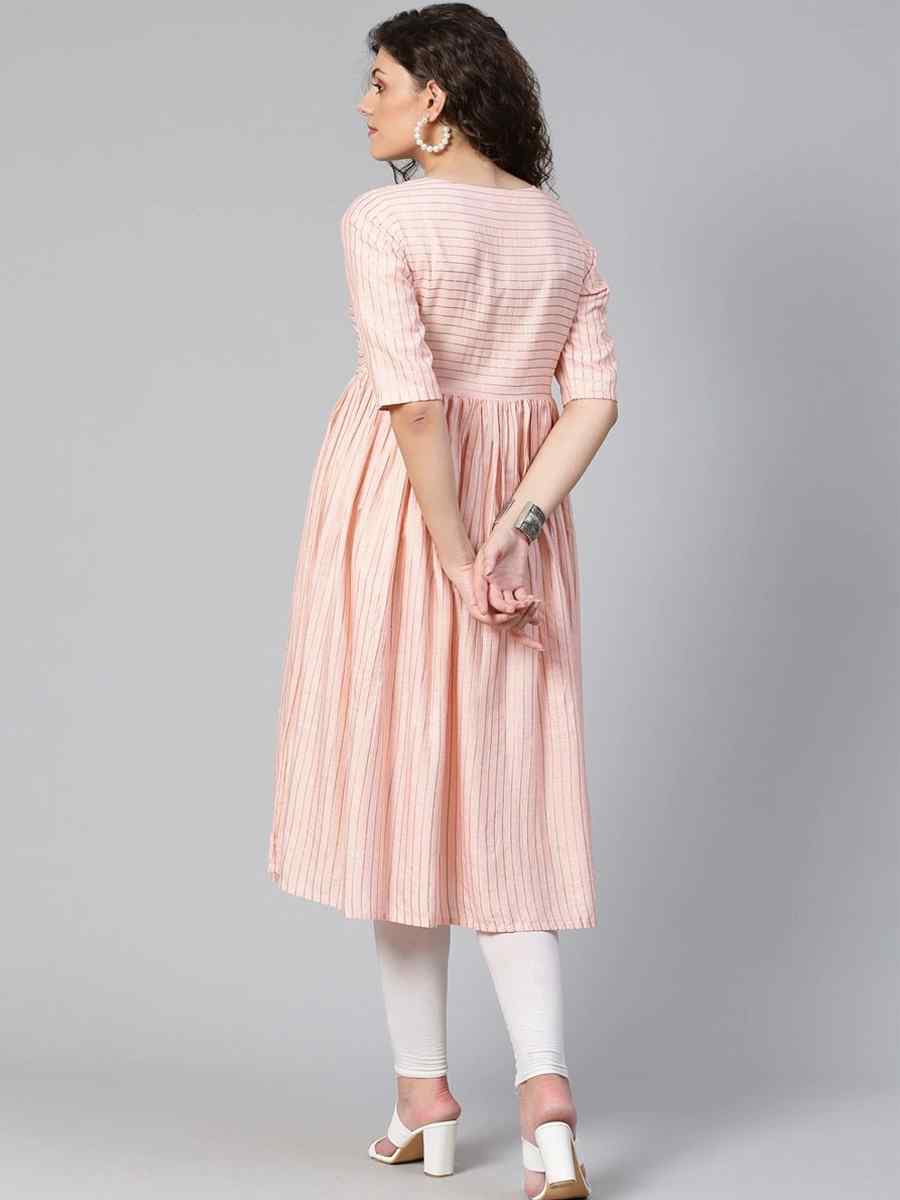 Pink Viscose Rayon Printed Festival Casual Kurti