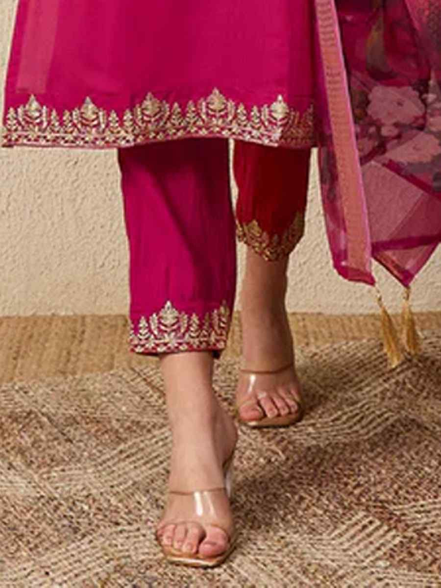 Pink Viscose Roman Silk Embroidery Party Wedding Festival Casual Ready Pant Salwar Kameez