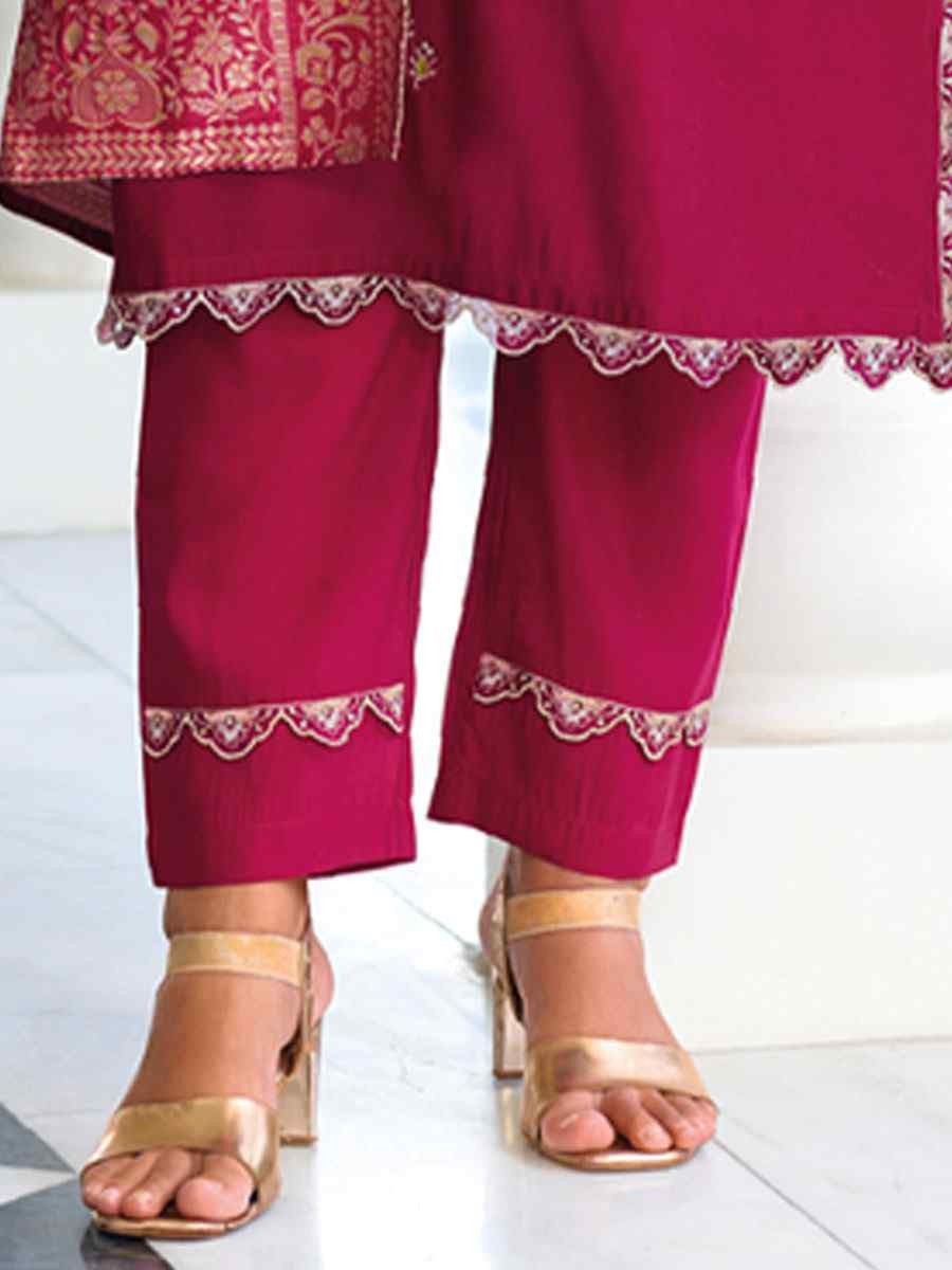 Pink Viscose Silk Embroidery Party Wedding Festival Casual Ready Pant Salwar Kameez