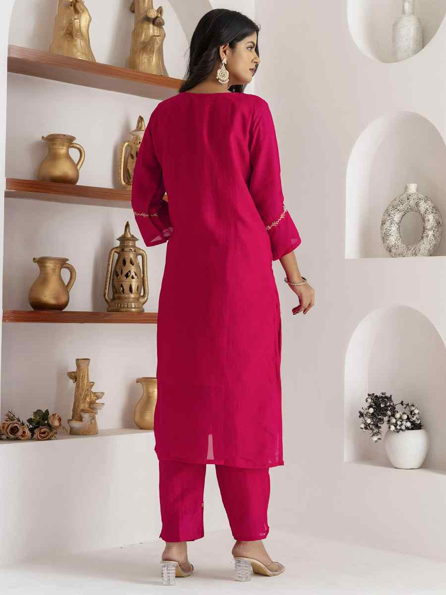 Pink Viscose Silk Embroidery Party Wedding Festival Casual Ready Pant Salwar Kameez
