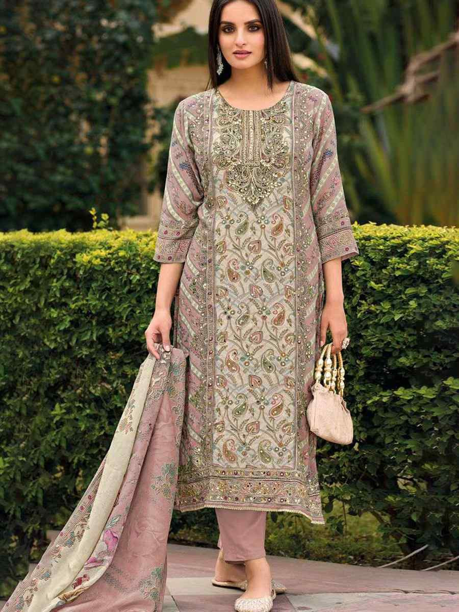 Pink Viscouse Embroidered Festival Wedding Pant Salwar Kameez