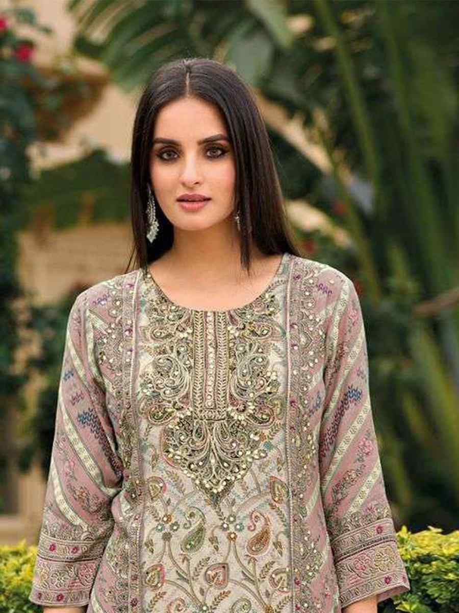 Pink Viscouse Embroidered Festival Wedding Pant Salwar Kameez