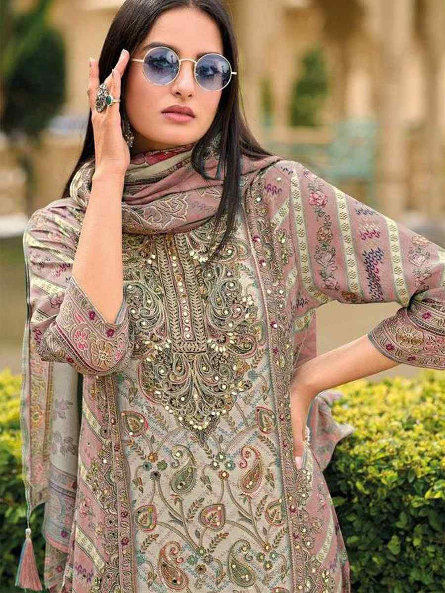 Pink Viscouse Embroidered Festival Wedding Pant Salwar Kameez