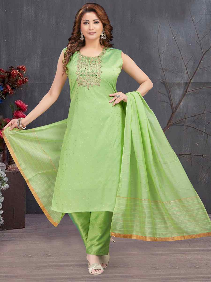 Pista Art Silk Jacquard Embroidered Festival Casual Pant Salwar Kameez