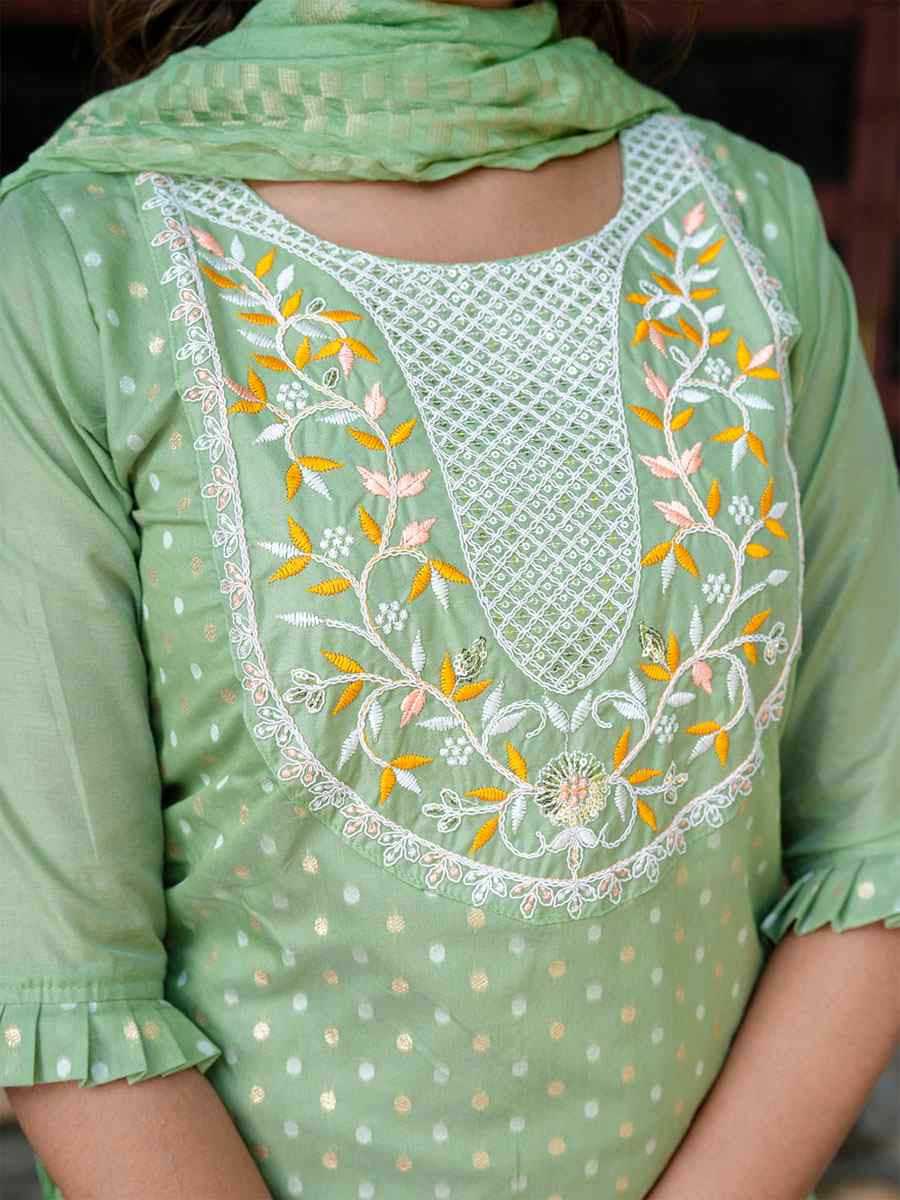 Pista Chanderi Silk Embroidery Party Wedding Festival Casual Ready Pant Salwar Kameez