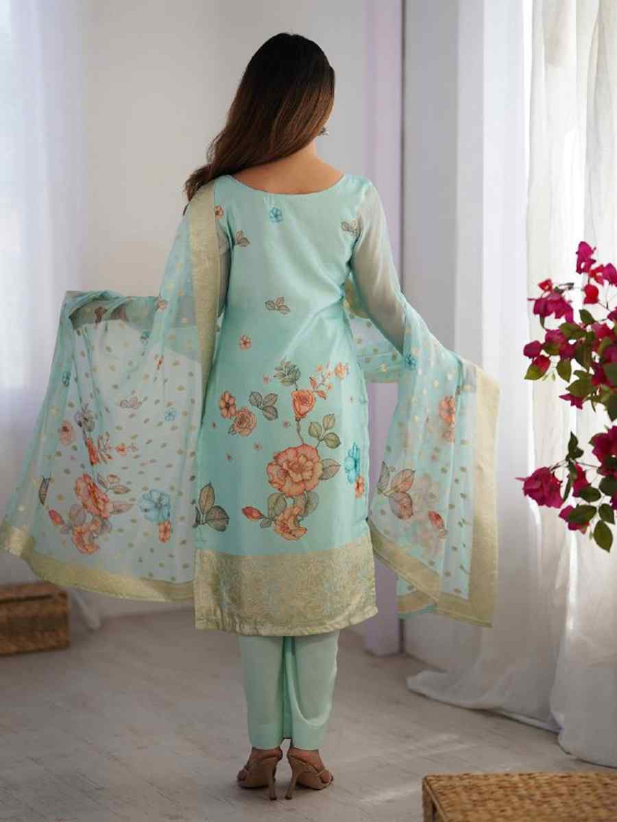 Pista Chanderi Silk Printed Festival Casual Ready Pant Salwar Kameez