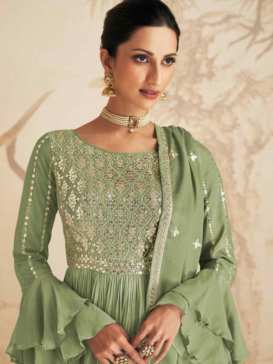 Pista Chinon Crub Embroidered Festival Wedding Palazzo Pant Salwar Kameez