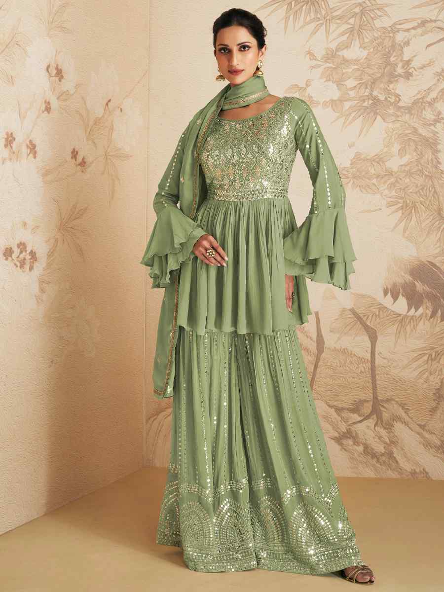 Pista Chinon Crub Embroidered Festival Wedding Palazzo Pant Salwar Kameez